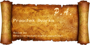 Praschek Avarka névjegykártya